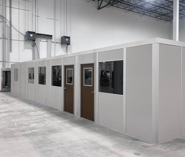 Modular in-plant office installed inside a warehouse