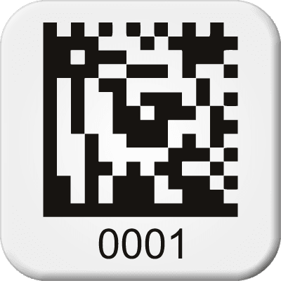Warehouse operational label with QR code and Data Matrix barcode