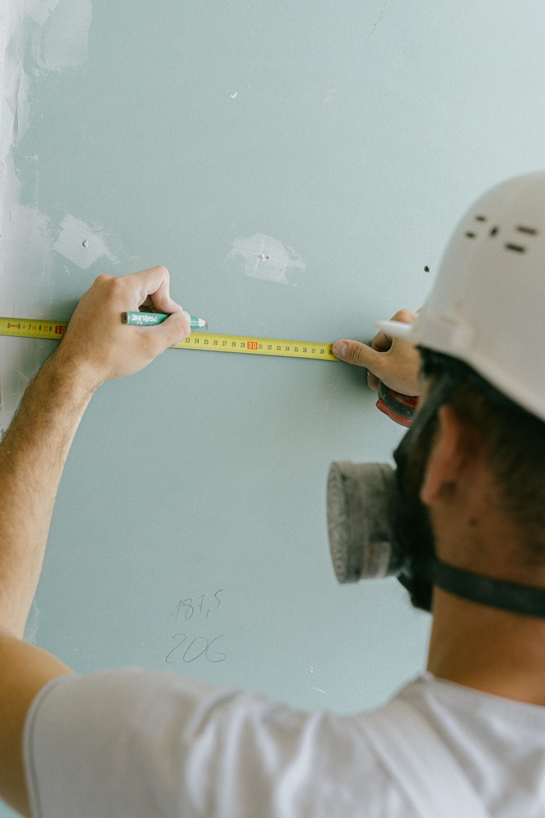 Field measurement marked on an interior wall