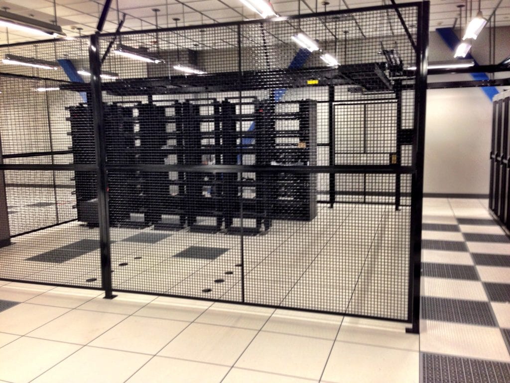 Installed wire partitions around equipment in a commercial facility