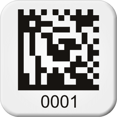 Warehouse operational label with QR code and Data Matrix barcode