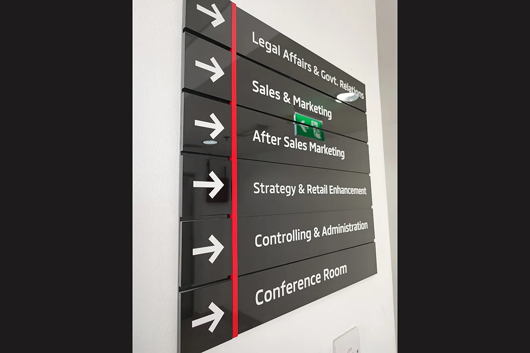 Wall-mounted department direction panels