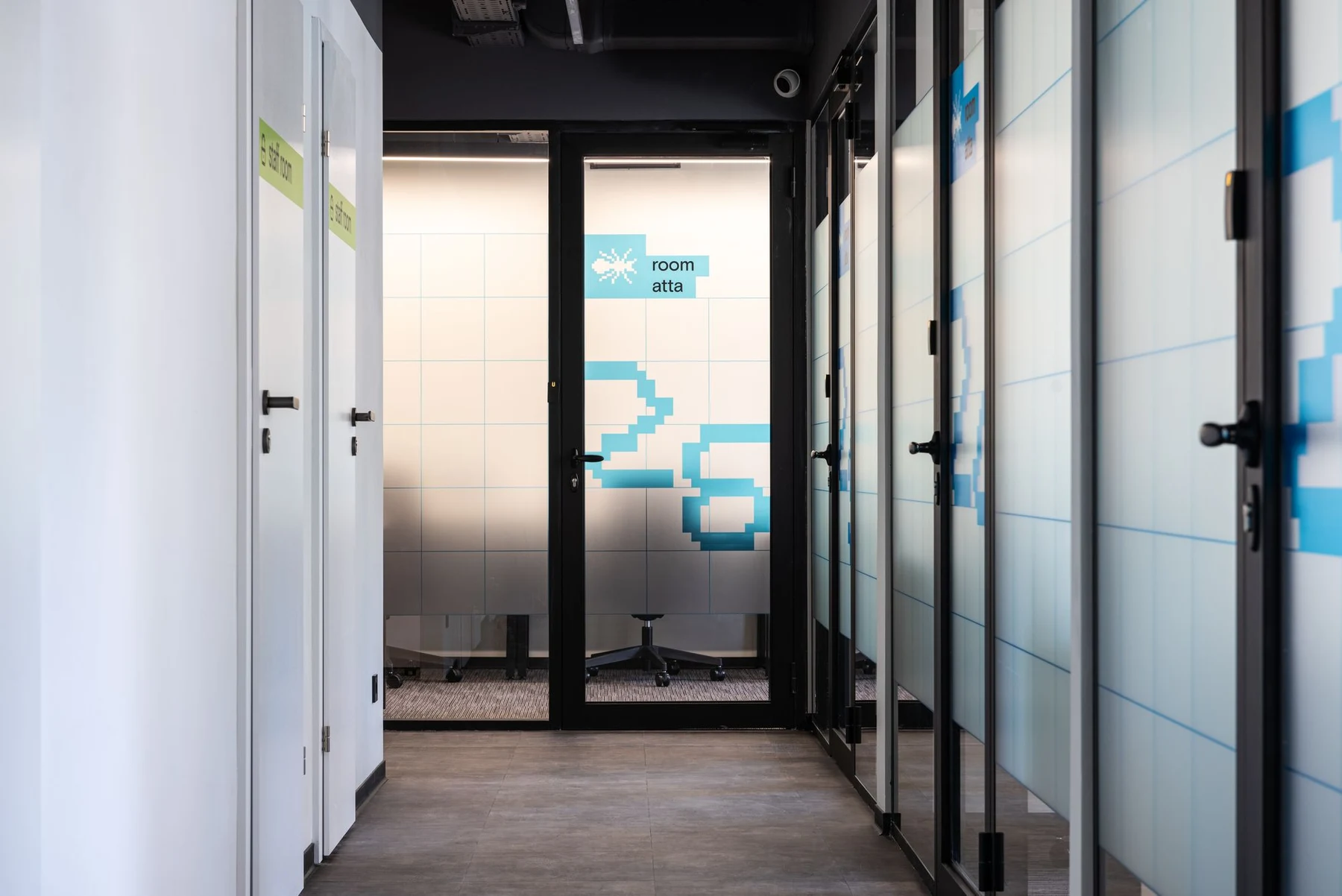 Commercial corridor with finished doors and frames